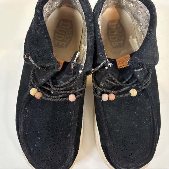 Hey Dude Wendy Peak Fold Boot Womens Size 9 Black Suede Casual - Picture 6 of 7